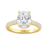 LADIES RING 2 1/2CT ROUND/OVAL DIAMOND 14K YELLOW GOLD (CENTER STONE OVAL DIAMOND 2CT )